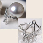 Finest Quality Australian South Sea White Pearl 18k Earrings, Natural White Diamonds 18K Solid White Gold Earrings, Two in one Stud Earrings Etsy