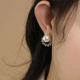 Huge Australian South Sea White Pearl 18k Earrings, Cluster White Diamonds Earrings, 18K Solid White Gold Earrings, Seawater White Pearls Etsy