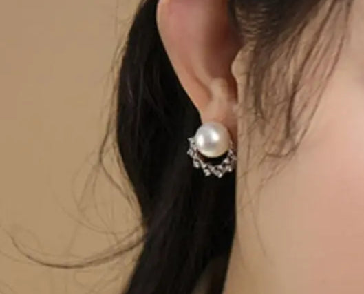 Huge Australian South Sea White Pearl 18k Earrings, Cluster White Diamonds Earrings, 18K Solid White Gold Earrings, Seawater White Pearls Etsy