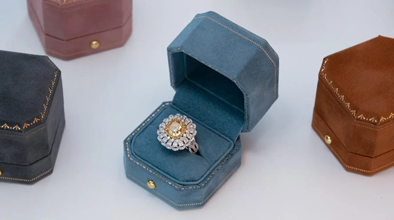 Viridian Velvet Leather Mini Ring Box Double Octagon Ring Box Handmade from Japan Engagement & Wedding Set Elegant Keepsake Box Etsy