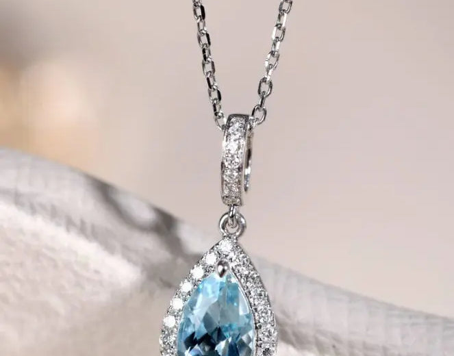 Sakura Pink Morganite Aquamarine Necklace with Natural Diamonds 18K Solid White Gold Necklace Wedding Diamonds Necklace Blue Pink Gemstone Etsy