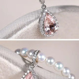 Sakura Pink Morganite Aquamarine Necklace with Natural Diamonds 18K Solid White Gold Necklace Wedding Diamonds Necklace Blue Pink Gemstone Etsy