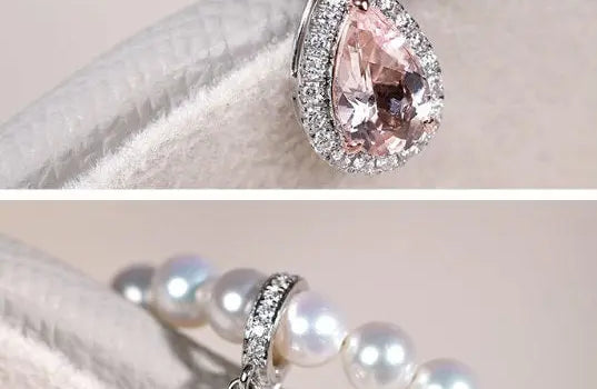 Sakura Pink Morganite Aquamarine Necklace with Natural Diamonds 18K Solid White Gold Necklace Wedding Diamonds Necklace Blue Pink Gemstone Etsy