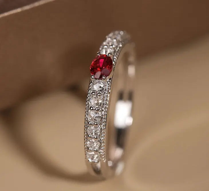Platinum 950 Natural Ruby & Diamonds, Red Gemstone Ring, Natural Ruby Diamonds Ring, Victorian Retro Style Ring - LaCorserArtJewelry