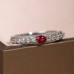 Platinum 950 Natural Ruby & Diamonds, Red Gemstone Ring, Natural Ruby Diamonds Ring, Victorian Retro Style Ring - LaCorserArtJewelry