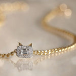 Cute Kitten Diamonds 18K Necklace, Love, Halo Design Animal Necklace Etsy
