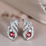 Superior Ruby from Myanmar 18k White Gold Earrings, Feather Design Necklace, Weddings Ruby Jewelry Set Etsy