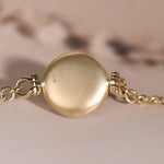 Calabash Shape Jade 18k Gold Disc Necklace Bracelet, Carved Brush Diamonds Necklace, Matte Finish Necklace - LaCorserArtJewelry