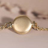 Calabash Shape Jade 18k Gold Disc Necklace Bracelet, Carved Brush Diamonds Necklace, Matte Finish Necklace - LaCorserArtJewelry