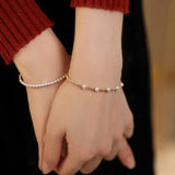 Japan Akoya Beaded Pearl Bangle with 18k Yellow Gold, White Rose Tone Bangle Jewelry Etsy