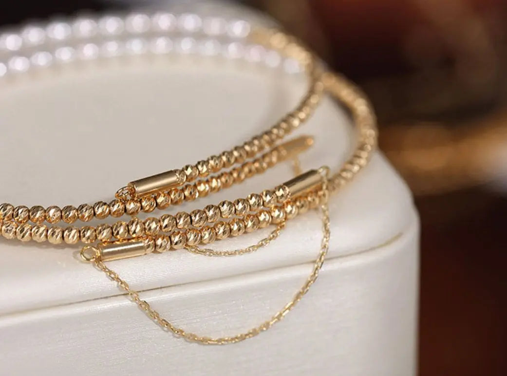 Japan Akoya Beaded Pearl Bangle with 18k Yellow Gold, White Rose Tone Bangle Jewelry Etsy
