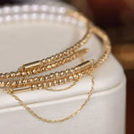 Japan Akoya Beaded Pearl Bangle with 18k Yellow Gold, White Rose Tone Bangle Jewelry Etsy