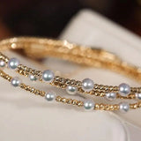 Japan Akoya Beaded Pearl Bangle with 18k Yellow Gold, White Rose Tone Bangle Jewelry Etsy