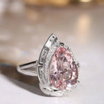 5.18ct Huge Sakura Pink Morganite Platinum 950 Necklace with Natiural Diamonds Ring, Wedding Morganite Jewelry Set, Pink Gemstone Jewelry - LaCorserArtJewelry