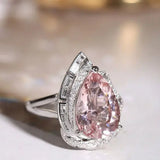 5.18ct Huge Sakura Pink Morganite Platinum 950 Necklace with Natiural Diamonds Ring, Wedding Morganite Jewelry Set, Pink Gemstone Jewelry - LaCorserArtJewelry