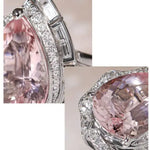 5.18ct Huge Sakura Pink Morganite Platinum 950 Necklace with Natiural Diamonds Ring, Wedding Morganite Jewelry Set, Pink Gemstone Jewelry - LaCorserArtJewelry