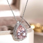5.18ct Huge Sakura Pink Morganite Platinum 950 Necklace with Natiural Diamonds Ring, Wedding Morganite Jewelry Set, Pink Gemstone Jewelry - LaCorserArtJewelry