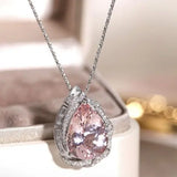 5.18ct Huge Sakura Pink Morganite Platinum 950 Necklace with Natiural Diamonds Ring, Wedding Morganite Jewelry Set, Pink Gemstone Jewelry - LaCorserArtJewelry