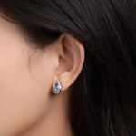 Art Deco Aquamarine Morganite Earrings - Platinum Two Tone Wedding Studs Etsy