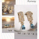 Arch Shape Design 18k Earring with Aquamarine & Diamonds, Art Deco Idea Earring Jewelry, Blue Gemstone Jewelry Etsy