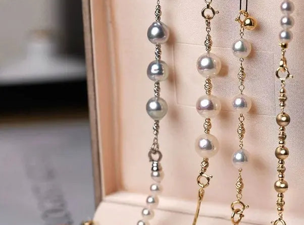 Very Rare Baroque Akoya Pearl Extand Chain for Necklace or Bracelets, Seawater Pearl Beaded Bracelets, Craft Supplies Akoya Pearl Chain Etsy
