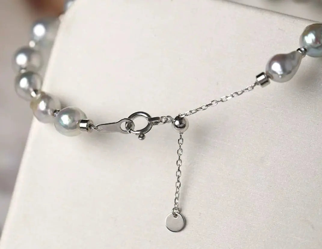 Luminous Silver Blue Akoya Baroque Pearl Srand Bracelets - 18K White Gold Etsy