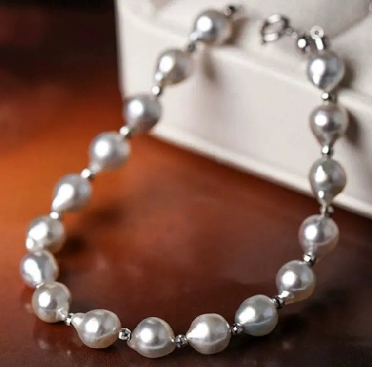 Luminous Silver Blue Akoya Baroque Pearl Srand Bracelets - 18K White Gold Etsy