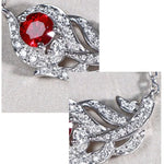 Superior Ruby from Myanmar 18k White Gold Earrings, Feather Design Necklace, Weddings Ruby Jewelry Set Etsy