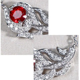 Superior Ruby from Myanmar 18k White Gold Earrings, Feather Design Necklace, Weddings Ruby Jewelry Set Etsy