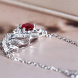 Superior Ruby from Myanmar 18k White Gold Earrings, Feather Design Necklace, Weddings Ruby Jewelry Set Etsy