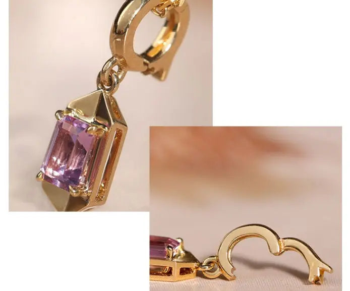 Violet Purple Sapphire 18k Solid Gold Pendant, Hexagon Purple Gemtone Pendant, Supeier Sapphire Pendant Etsy