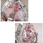 5.18ct Huge Sakura Pink Morganite Platinum 950 Necklace with Natiural Diamonds Ring, Wedding Morganite Jewelry Set, Pink Gemstone Jewelry - LaCorserArtJewelry
