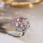 5.18ct Huge Sakura Pink Morganite Platinum 950 Necklace with Natiural Diamonds Ring, Wedding Morganite Jewelry Set, Pink Gemstone Jewelry - LaCorserArtJewelry
