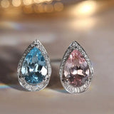 Art Deco Aquamarine Morganite Earrings - Platinum Two Tone Wedding Studs Etsy