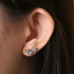 Dainty White Diamond Flower Cluster Earrings - PT950 Etsy