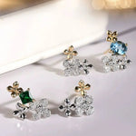 Dainty White Diamond Flower Cluster Earrings - PT950 Etsy