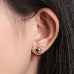 Dainty White Diamond Flower Cluster Earrings - PT950 Etsy
