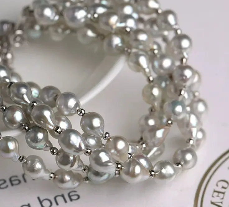 Luminous Silver Blue Akoya Baroque Pearl Srand Bracelets - 18K White Gold Etsy