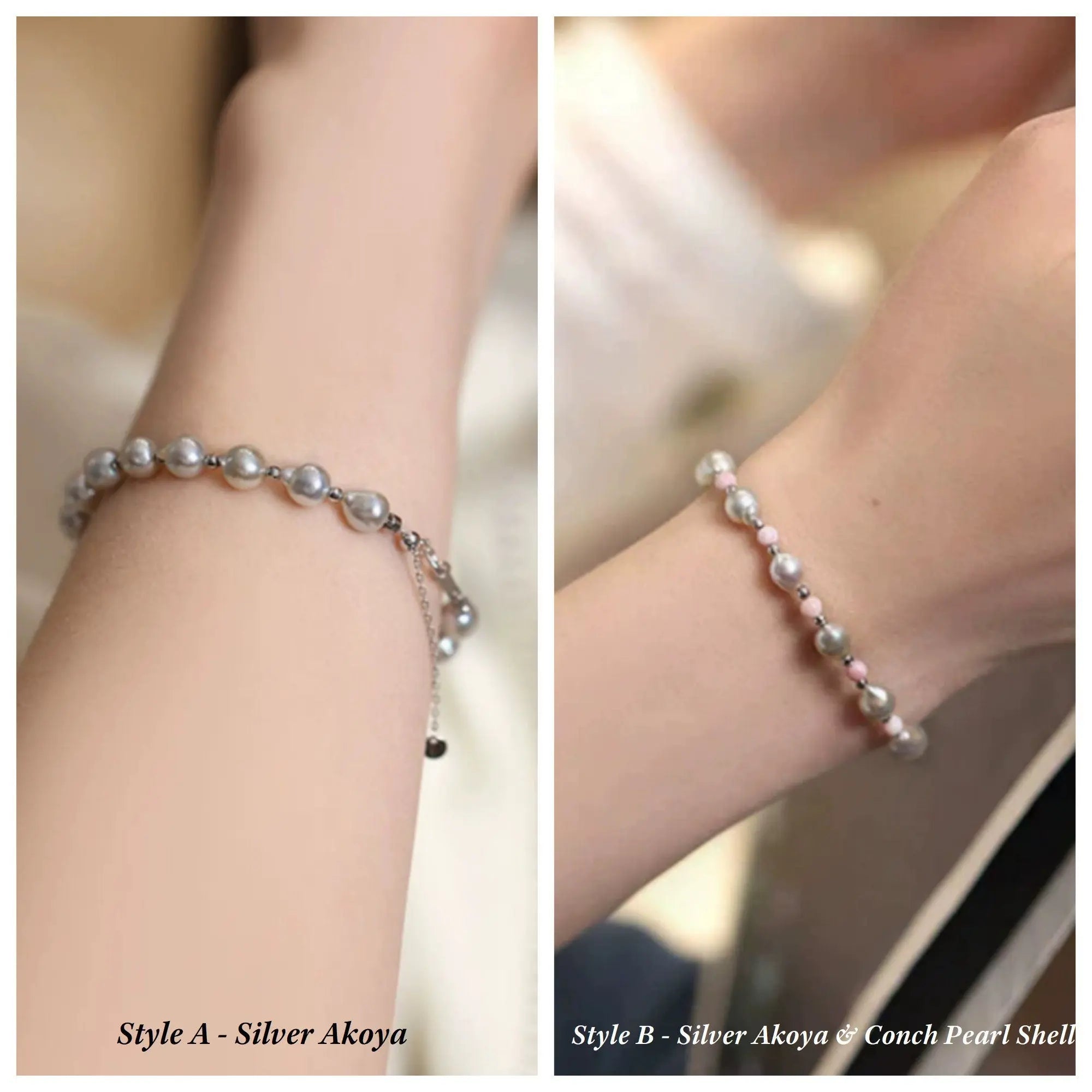 Luminous Silver Blue Akoya Baroque Pearl Srand Bracelets - 18K White Gold Etsy