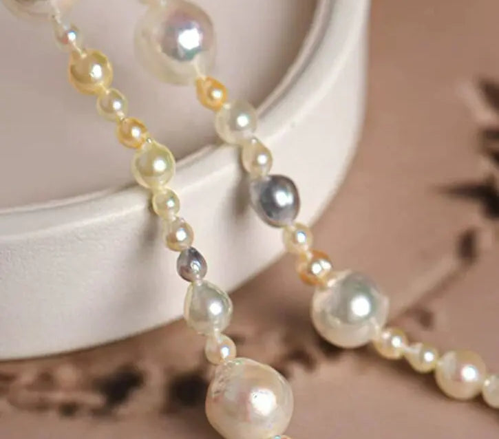 Luminous Akoya Mixed Colors Pearl Strand Necklace, Rare Japan Pearl Etsy