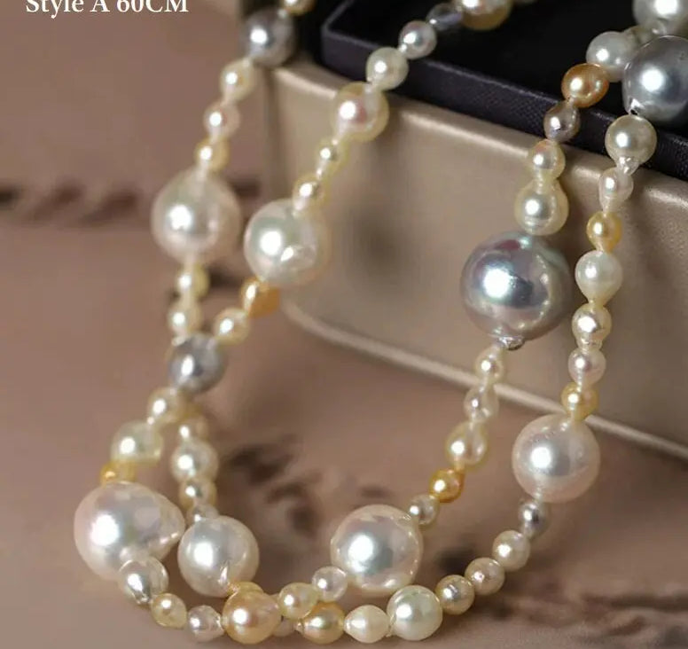 Luminous Akoya Mixed Colors Pearl Strand Necklace, Rare Japan Pearl Etsy