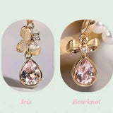 Lily of the Valley Pink Morganite 18k Necklace Earrings, Pink Gemstone Flower Necklace Earrings, Jewelry Set Etsy