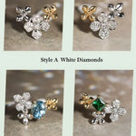 Dainty White Diamond Flower Cluster Earrings - PT950 Etsy