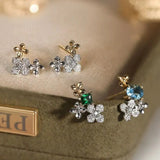 Cluster Aquamarine & Diamonds PT950 Earring, Dainty Flower Design Earrings, Mixed Style Two Tone Gold Earrings Etsy