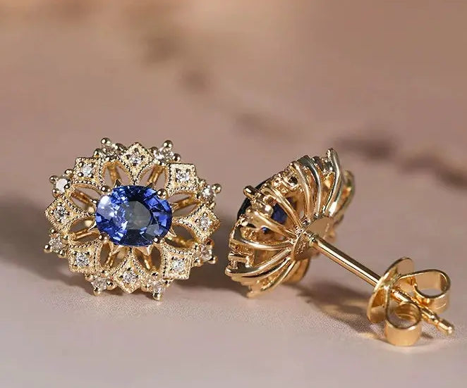 Sri Lanka Royal Blue Sapphire & Ruby Jewelry Set, Victorian Oval Cut Sapphire Jewely Set, Blue Sapphire Ring Earring Necklace Etsy