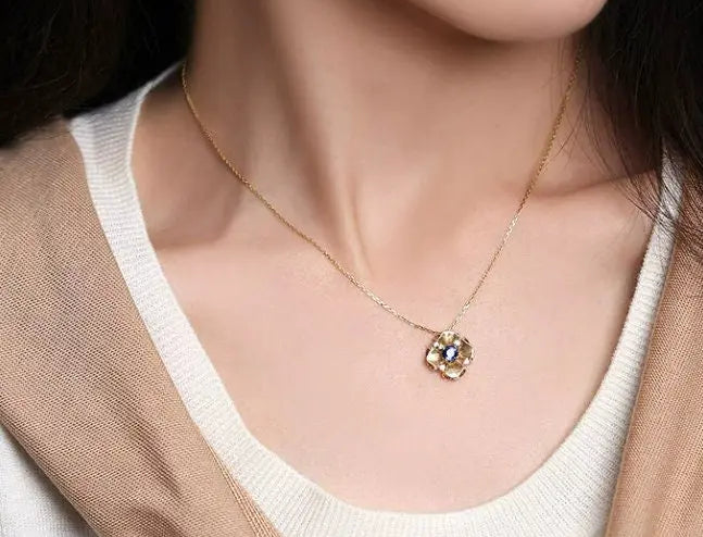 Sri Lanka Sapphire Necklace, 18k Gold Matte Finish Jewelry, Natural Insprie Sapphire Necklace, Blue Gemstone Earring Necklace Etsy