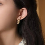 Maple Leaf 18K Yellow Gold Carved Ring Earrings - Nature Inspired Brush Finish Etsy