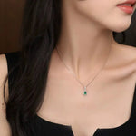 Pear Rose Cut White Diamond & Colombia Emerald PT 950 Necklace, Green Gemstone Jewelry Set, May Birthstone Necklace Etsy