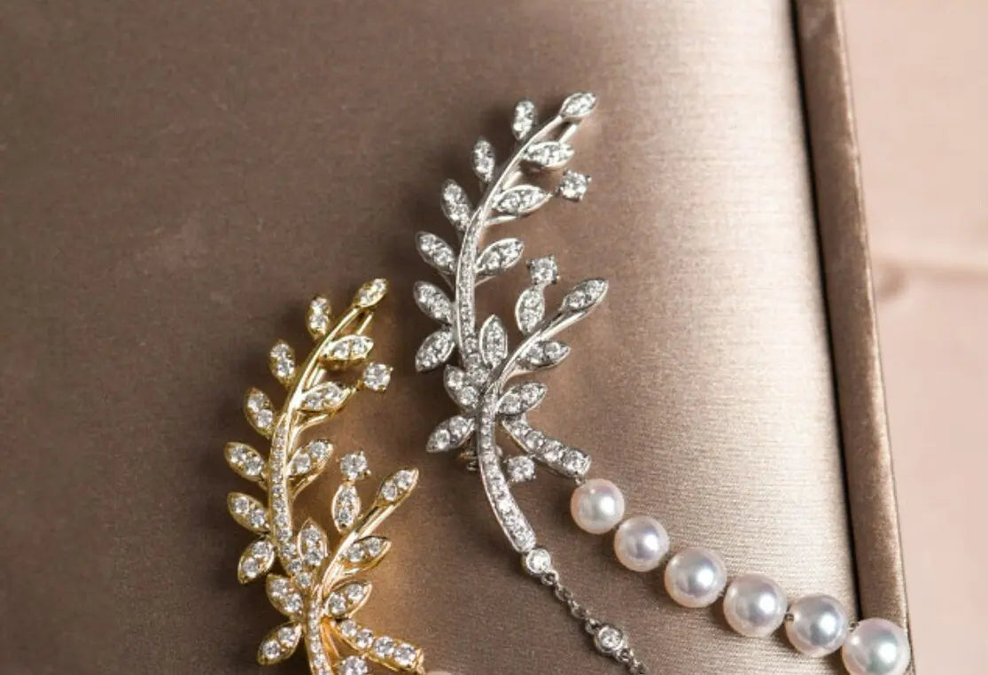 Laurel Leaf Akoya Pearl 18K Necklace Brooch, 18K Yellow Gold Etsy