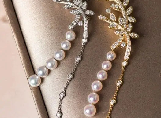 Laurel Leaf Akoya Pearl 18K Necklace Brooch, 18K Yellow Gold Etsy